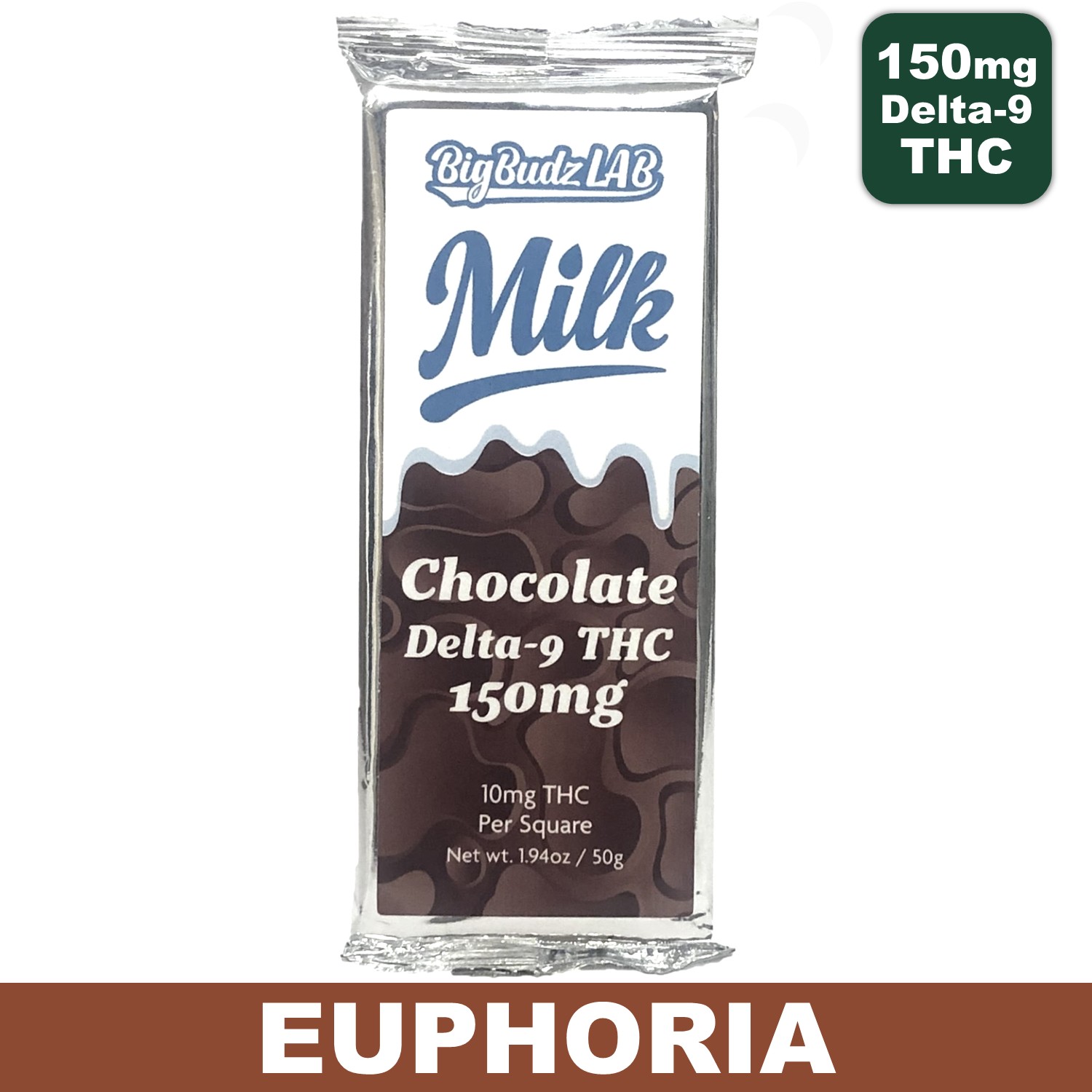 Milk Chocolate, Delta 9 THC Bar, 150mg