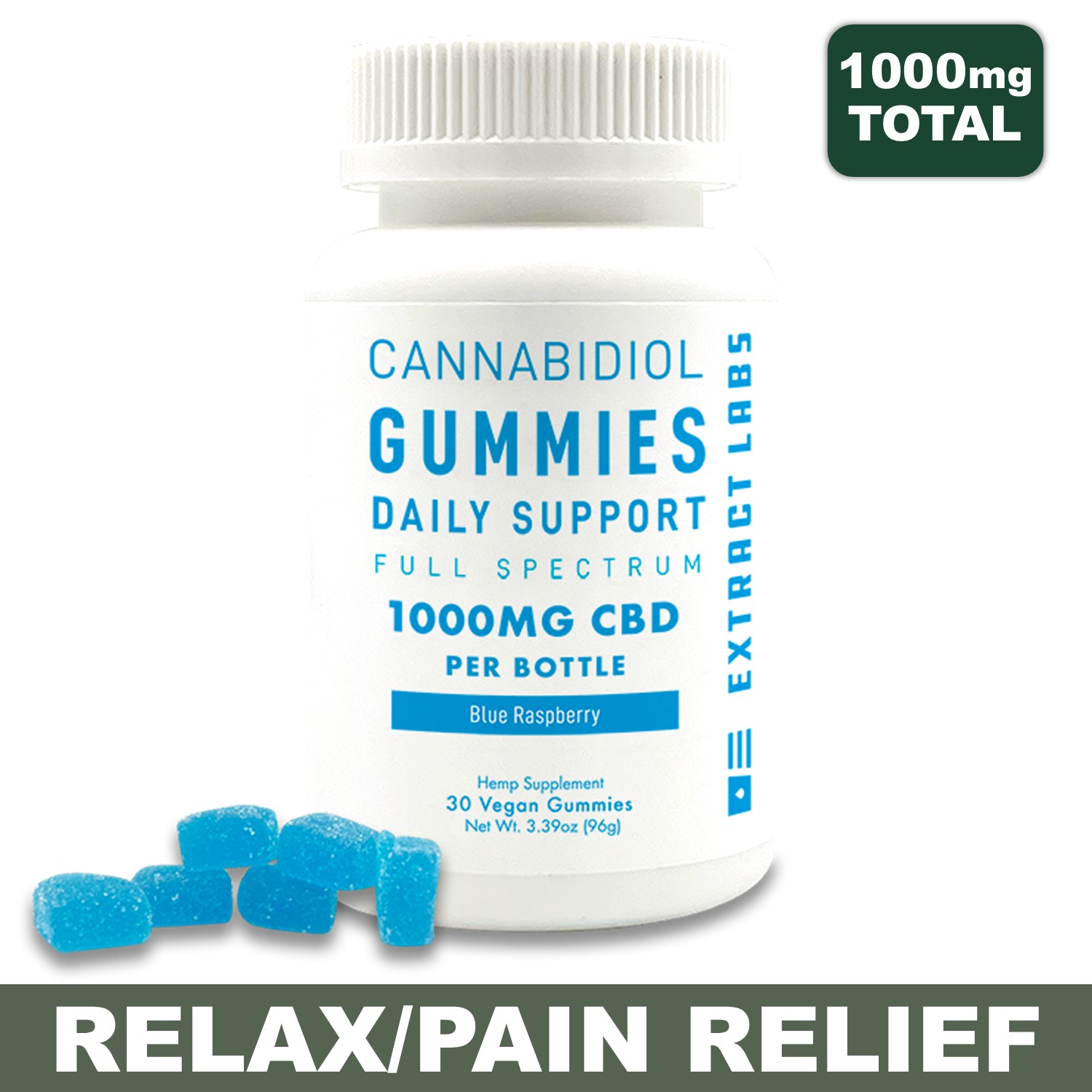 Potent Blue Raspberry Gummies CBD + THC - 1000mg