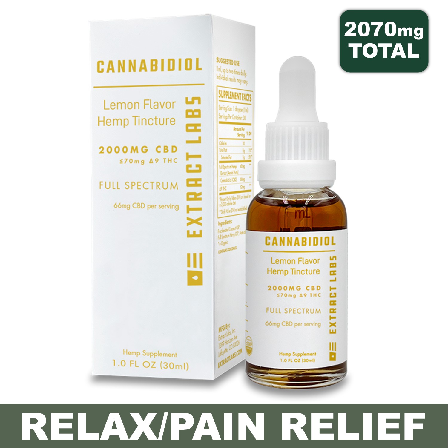 CBD + THC Lemon Tincture - 2000mg