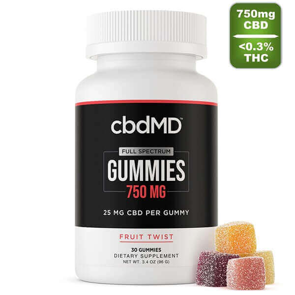cbdmd -Fruit twist CBD + THC Gummies - 750mg CBD + 0.3 THC - full spectrum - 30 count (2)