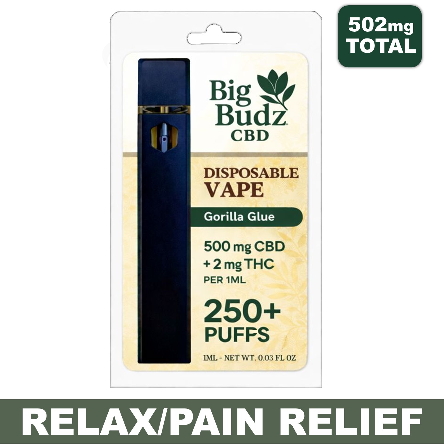 Gorilla Glue Vape Pen 500mg – 1ML CBD + THC