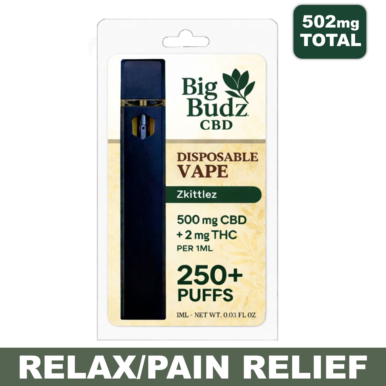 Disposable Zkittlez Vape Pen – 1ML 500mg CBD + THC