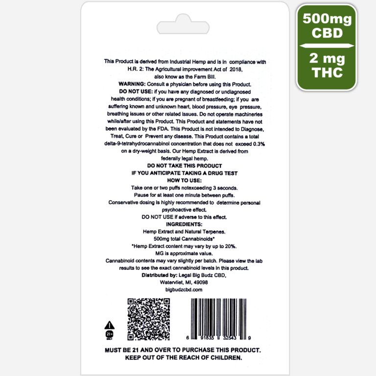 Gorilla Glue Vape Pen CBD 500mg 1ML