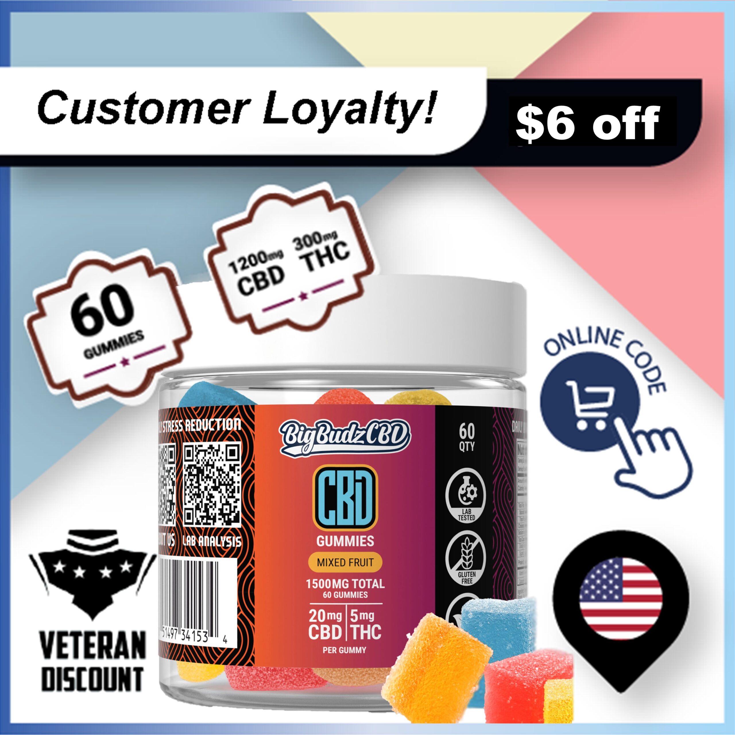 (customer loyalty coupon) 60 count FSO gummies $6 off