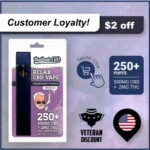 (Customer Loyalty Discount) Granddaddy Purple Vape Pen 500mg – 1ML 500mg CBD + THC ($2 OFF)