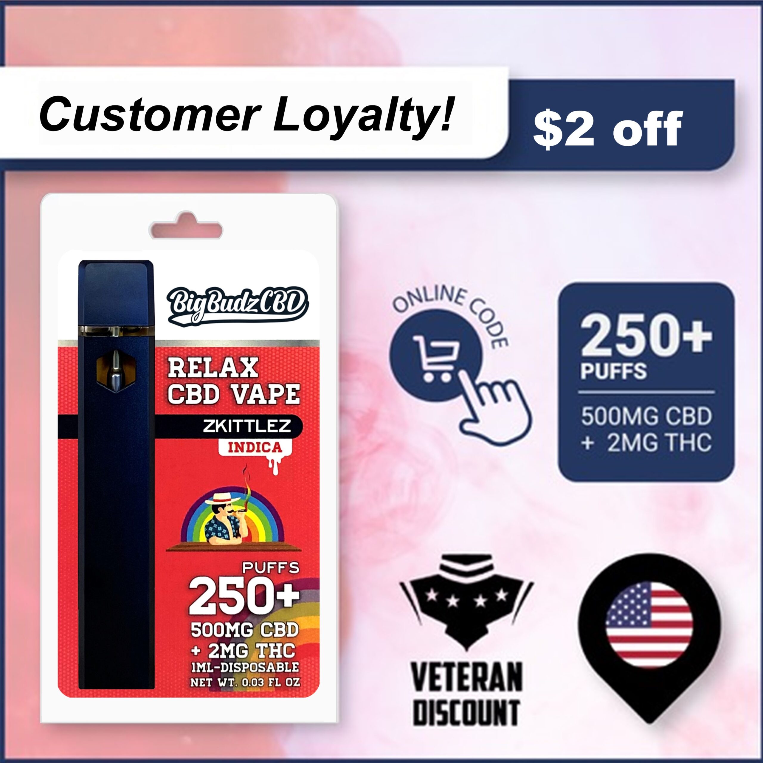 (customer loyalty coupon) Zkittlez vape pen $2 off