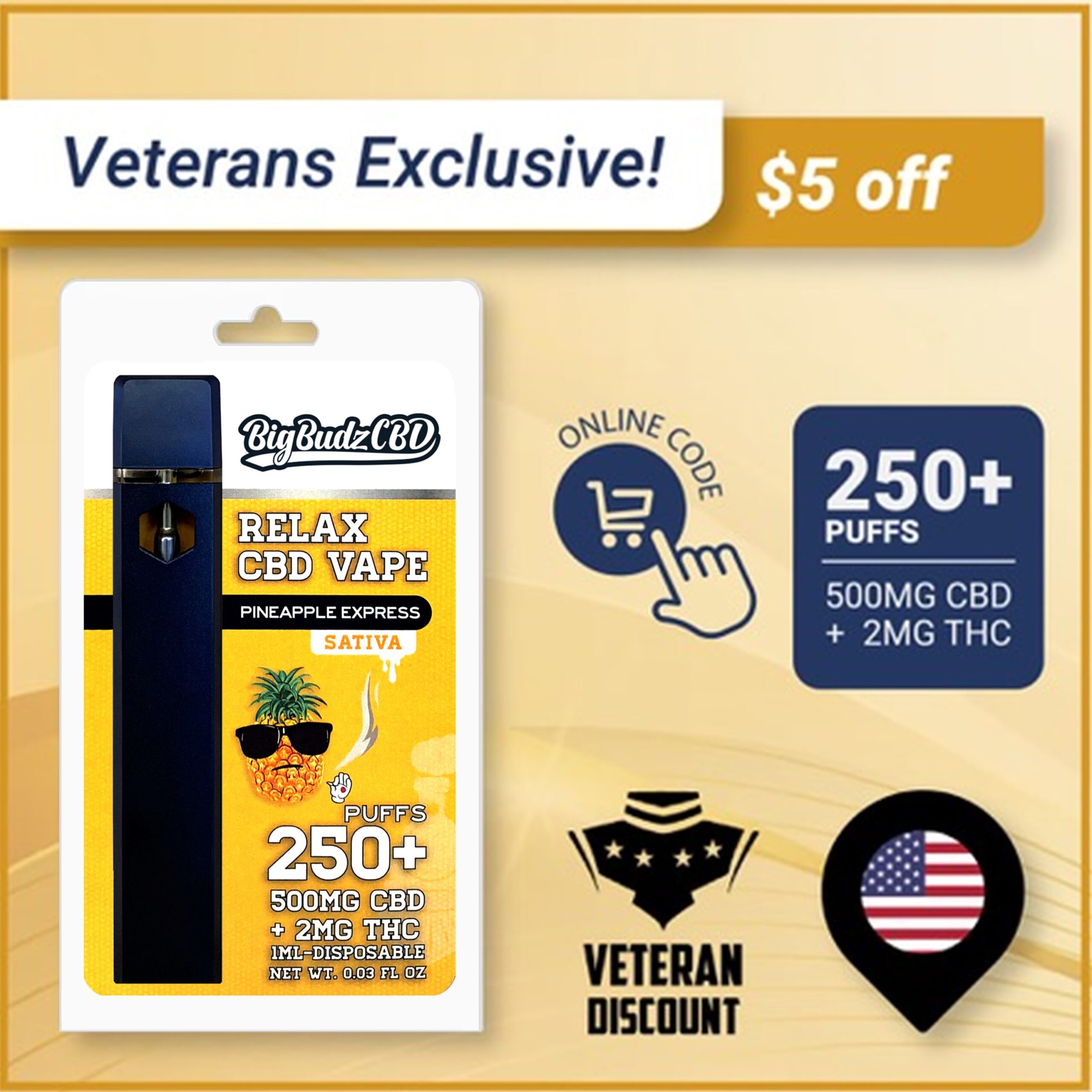 (veteran discount coupon) Pineapple Express vape pen $5 off