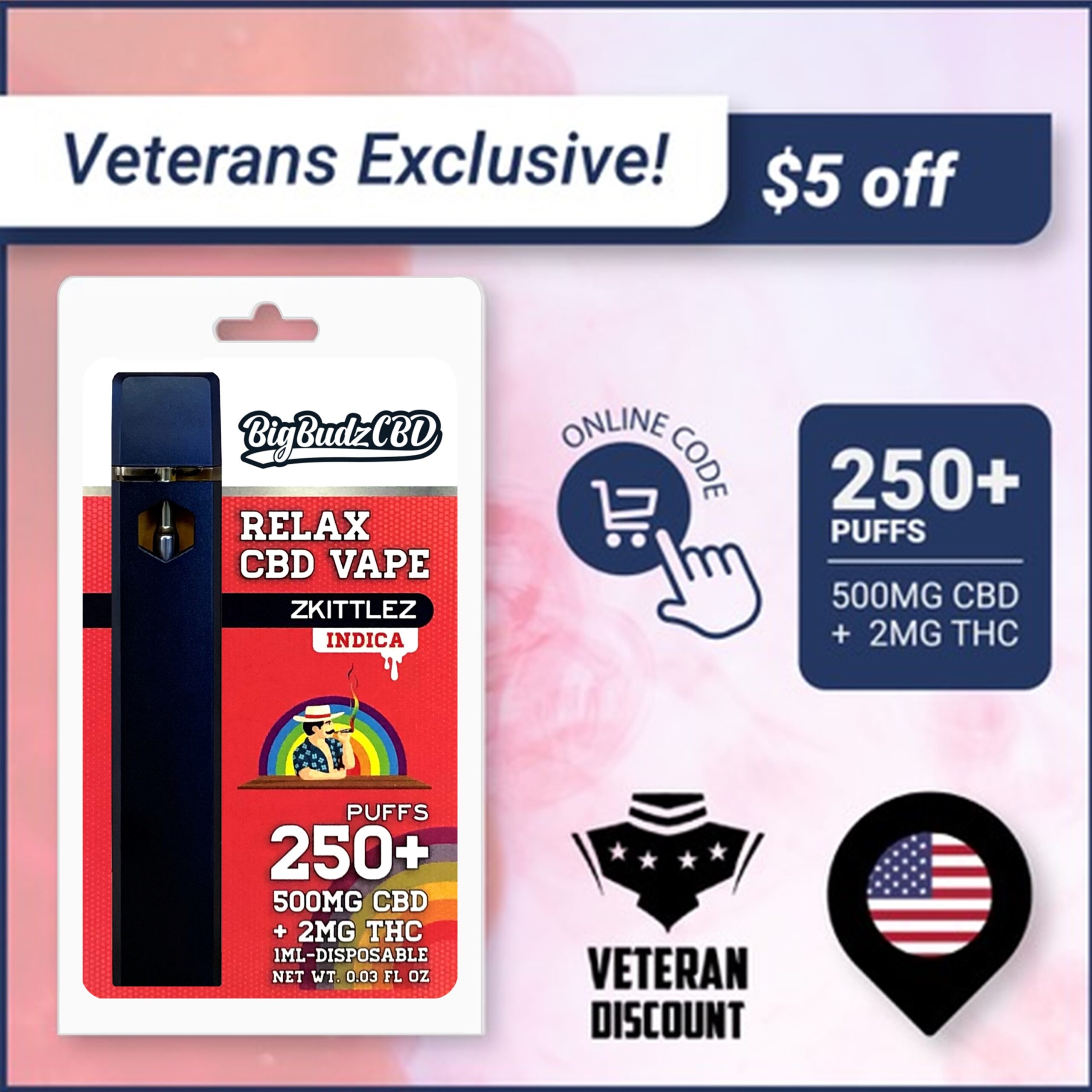 (veteran discount coupon) Zkittlez vape pen $5 off