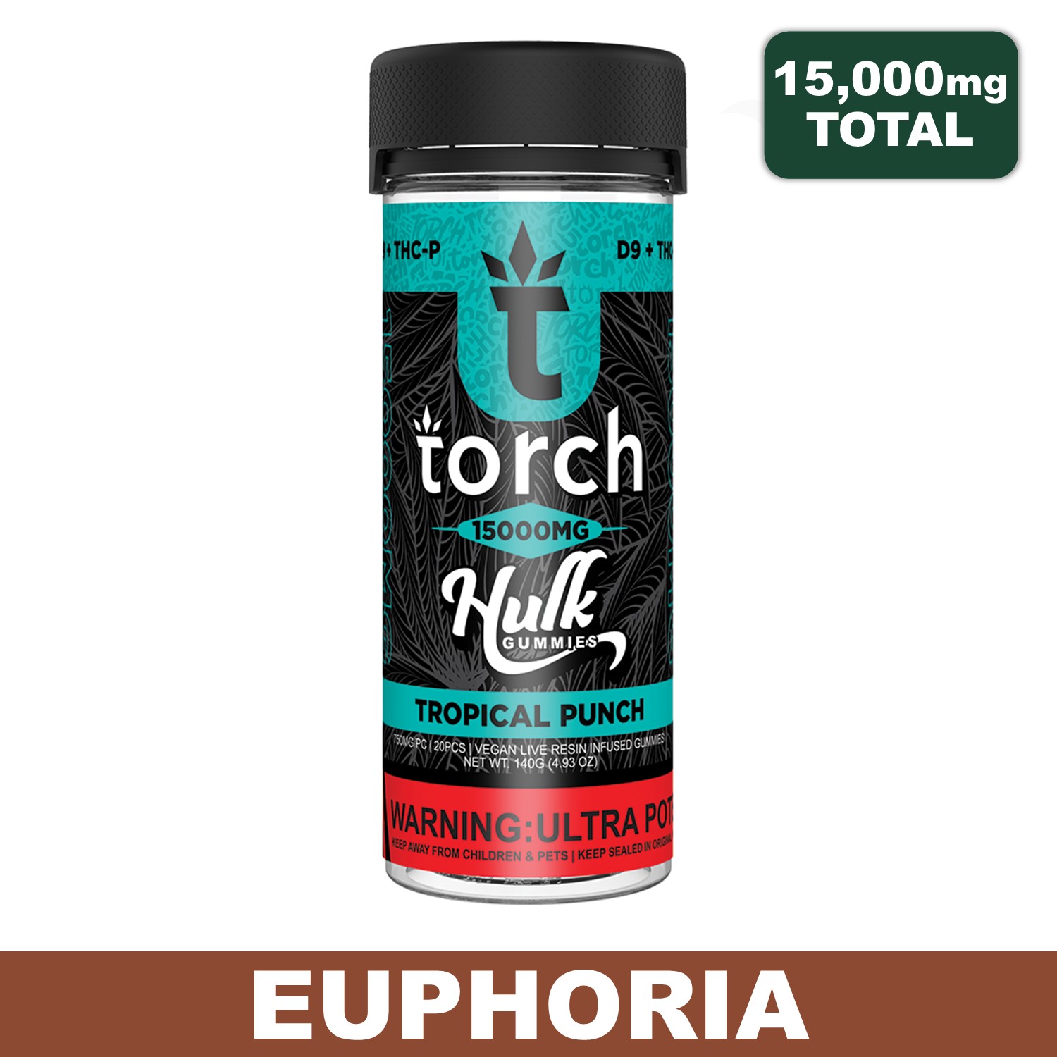 Torch - HulkTropical Punch D9 Live Rosin Gummies + THC-P, 15,000mg