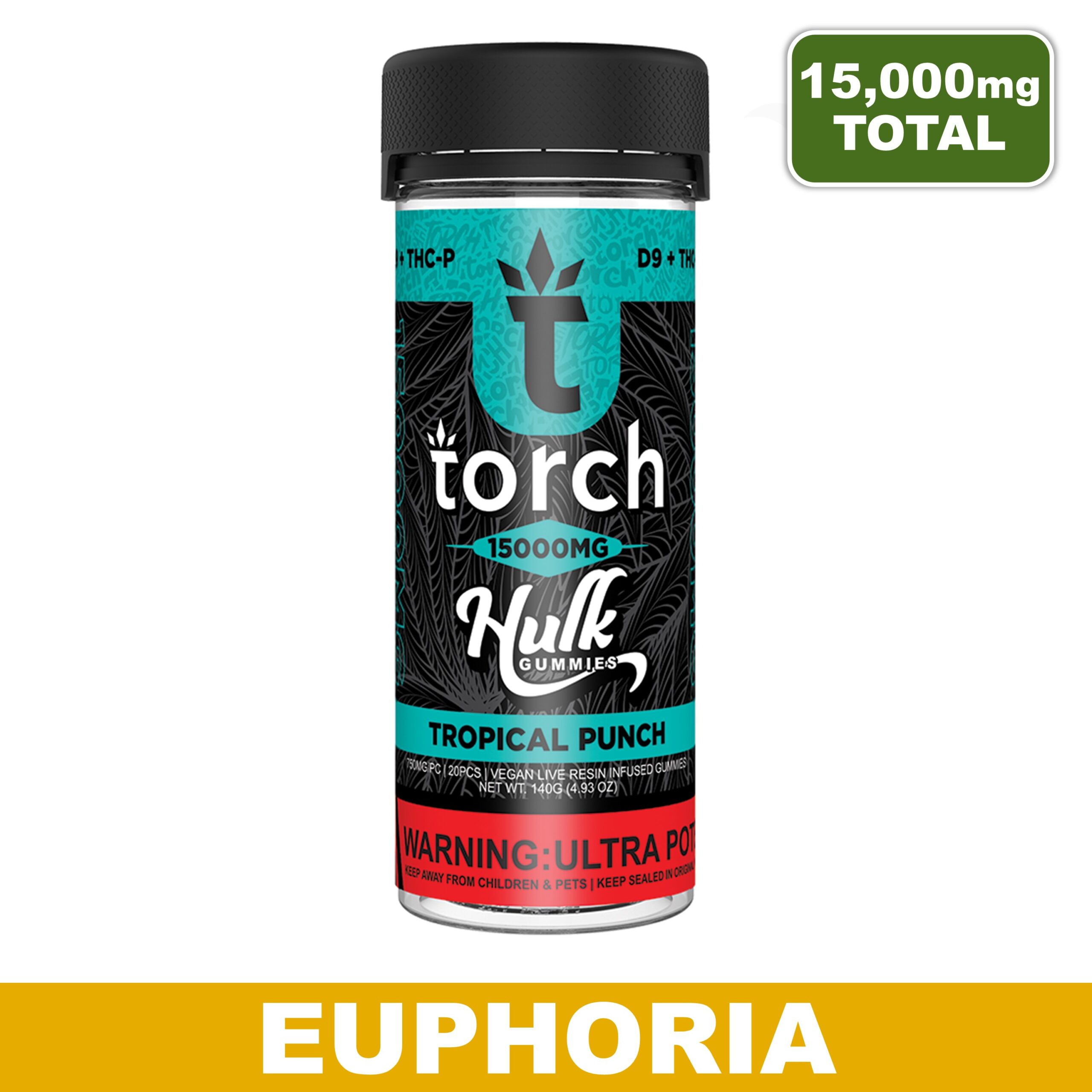 Torch - HulkTropical Punch D9 Live Rosin Gummies + THC-P, 15,000mg