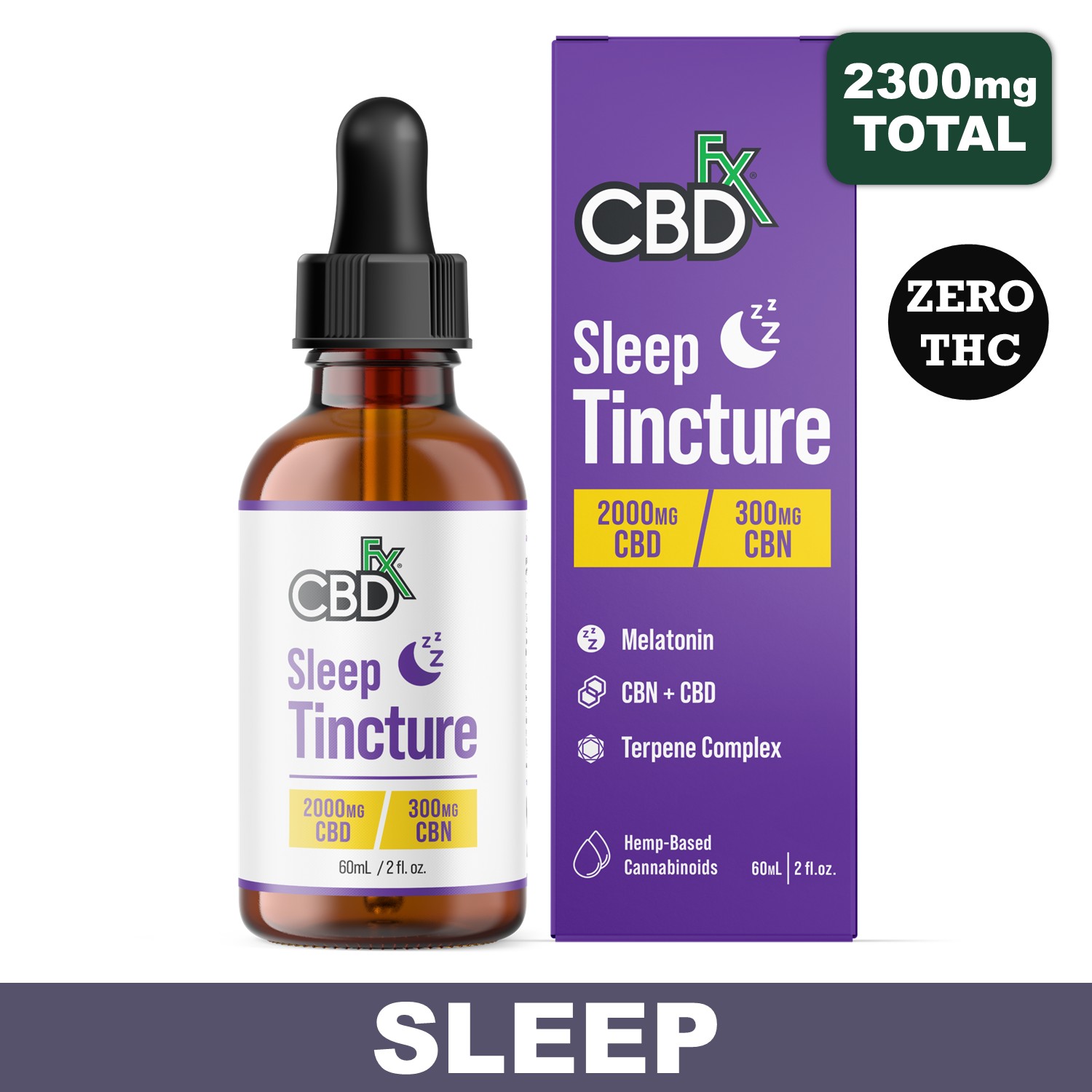 CBDFX Sleep Tincture with Melatonin, 2300mg