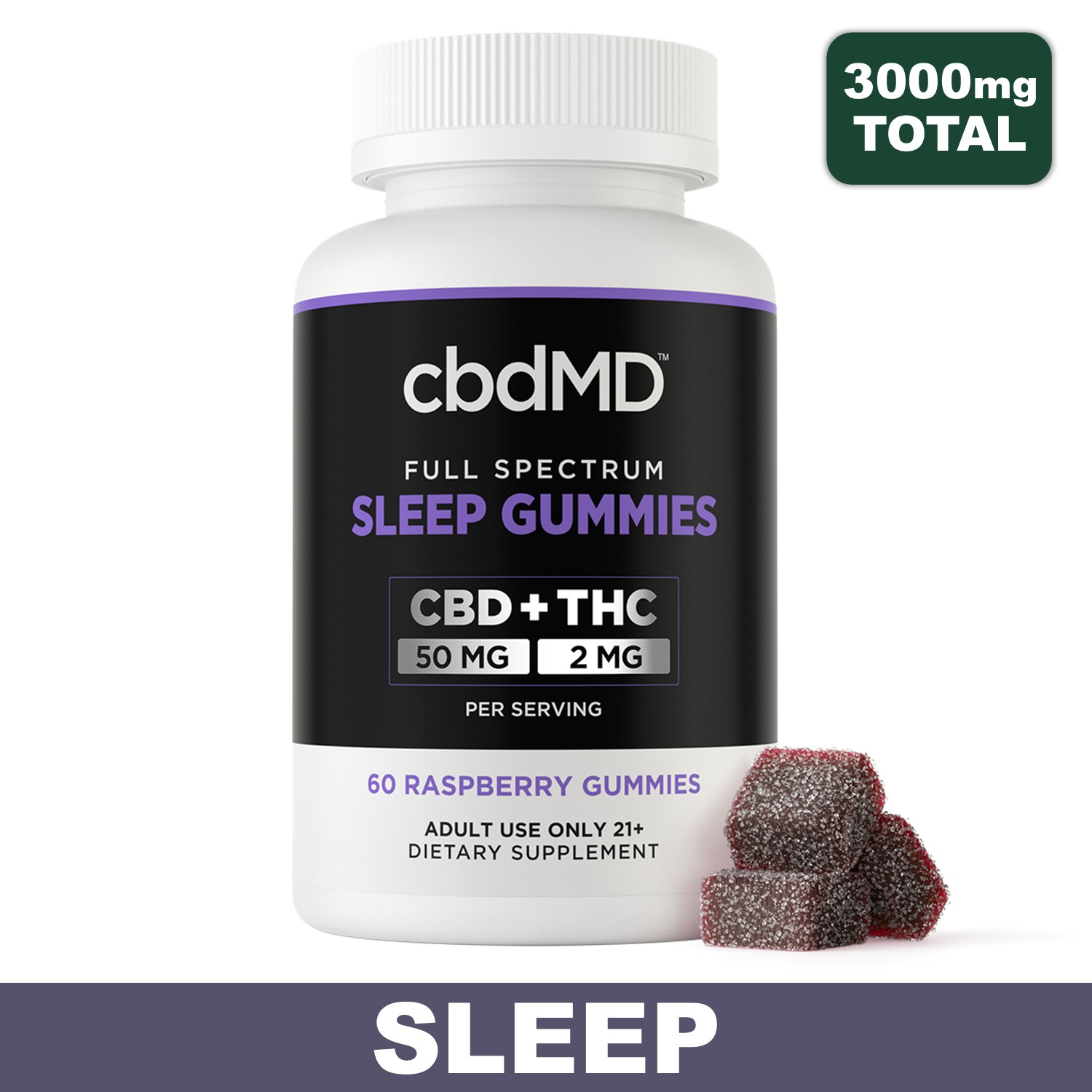 cbdMD Sleep Gummies – Full Spectrum, CBD + THC | 1500mg