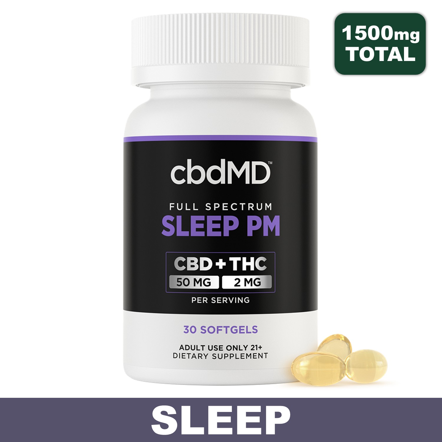 CBDMD - PM CBD Sleep Softgels Full Spectrum, 1500mg