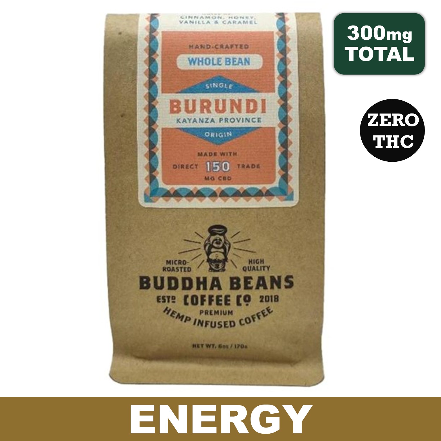 Buddha Beans - Burundi CBD Ground Coffee 12oz