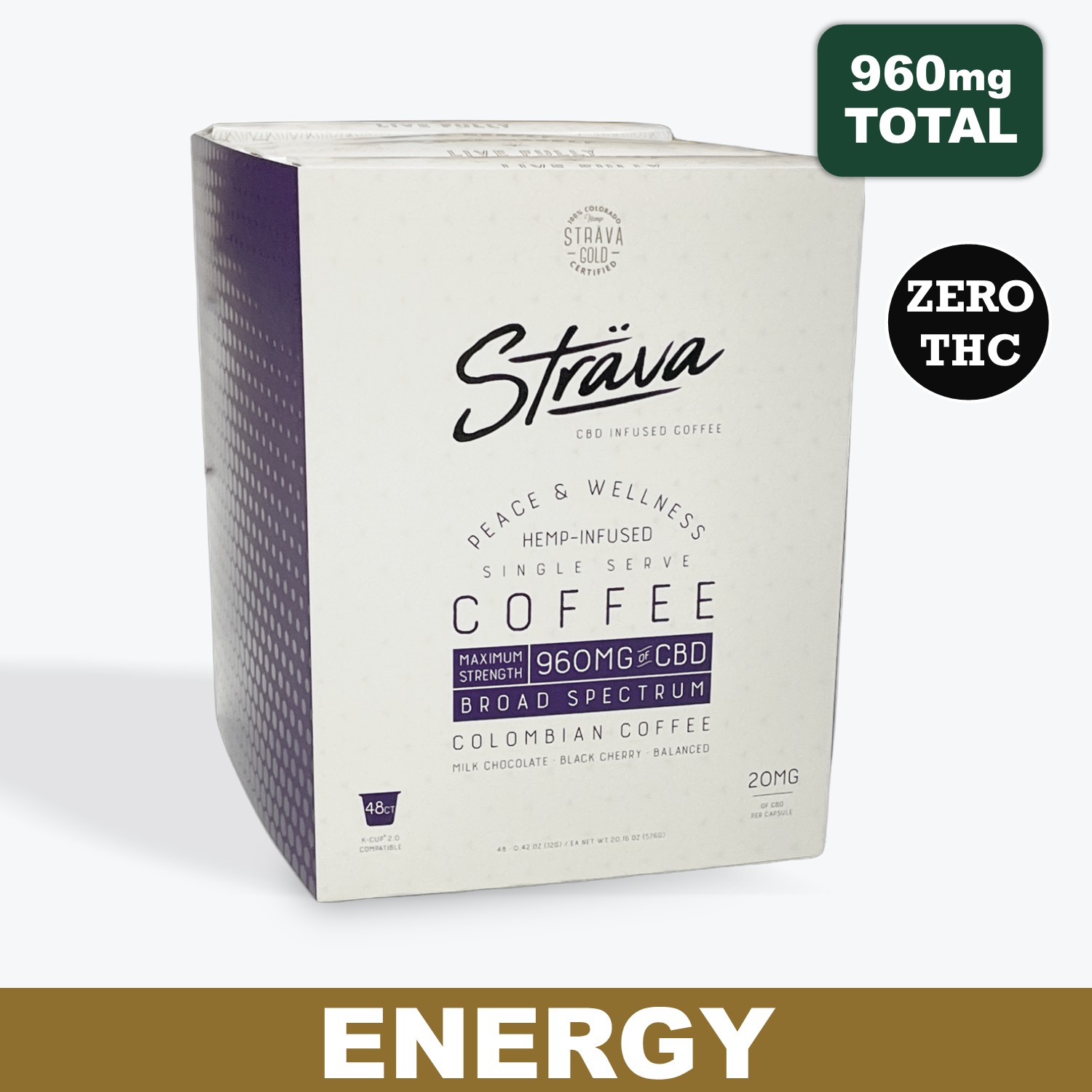 Strava Kcup CBD Coffee, 48ct box 960mg Medium Roast